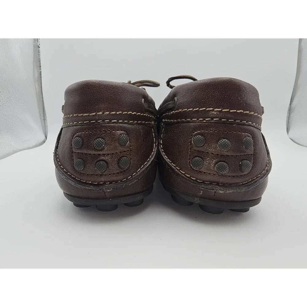 ECCO Men's Dark Brown Hand Sewn Leather Boat Shoes Eur 42 Size 9-9 US